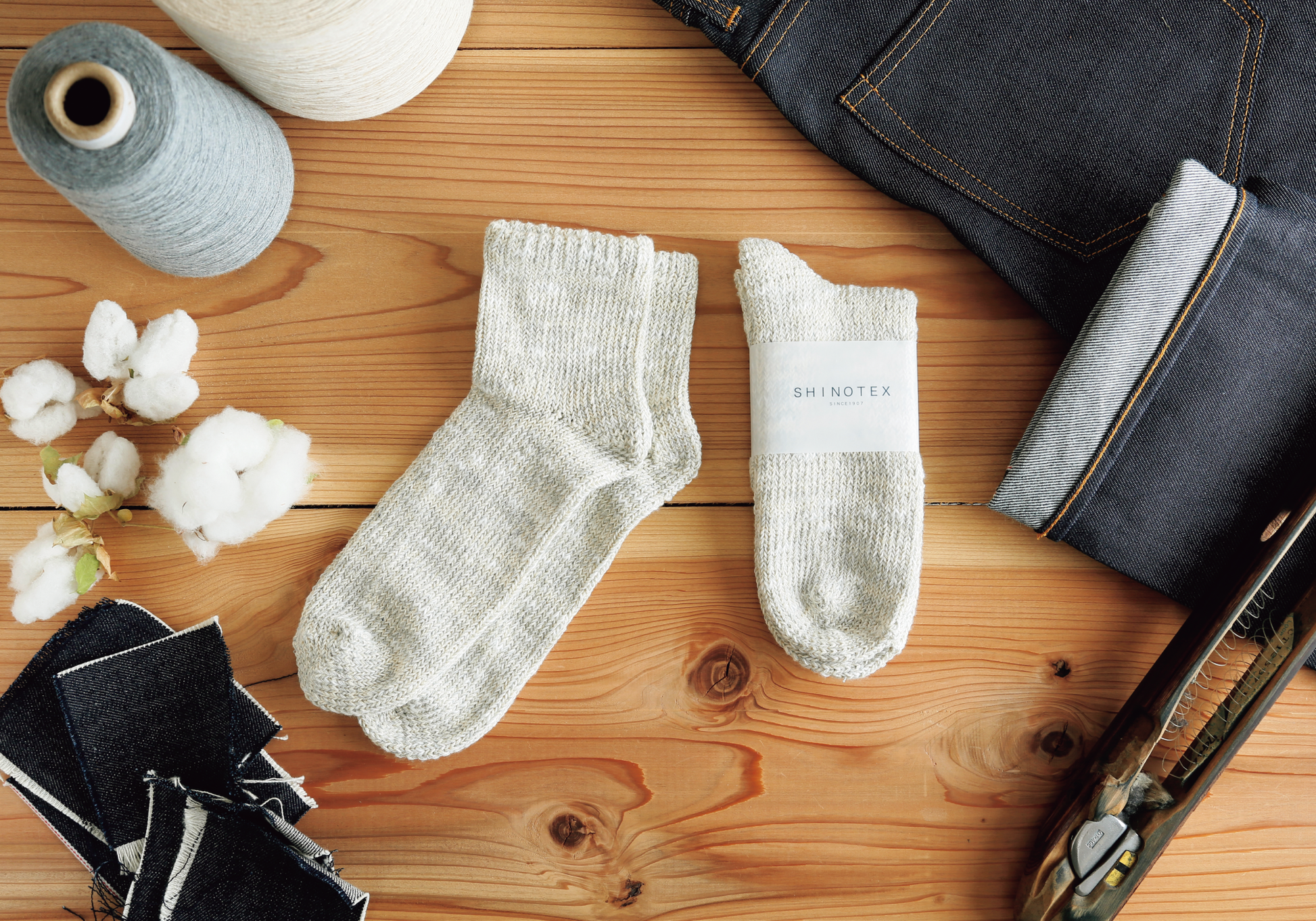 デニムから出来た靴下 ローゲージショートソックス(Light Gray デニムから出来た靴下 ローゲージショートソックス(Light Gray